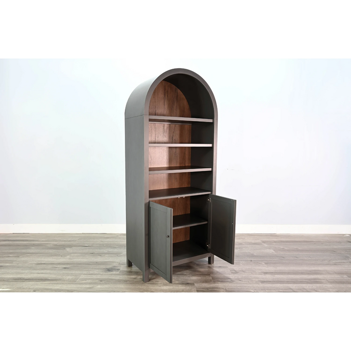 Sunny Designs Arched Display Cabinet with Doors Urban Bronze - Bed & Sofa Hub