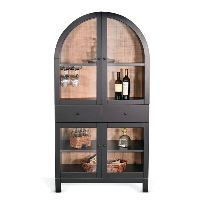 Sunny Designs Arched Wine Bar Cabinet Black Magic - Bed & Sofa Hub