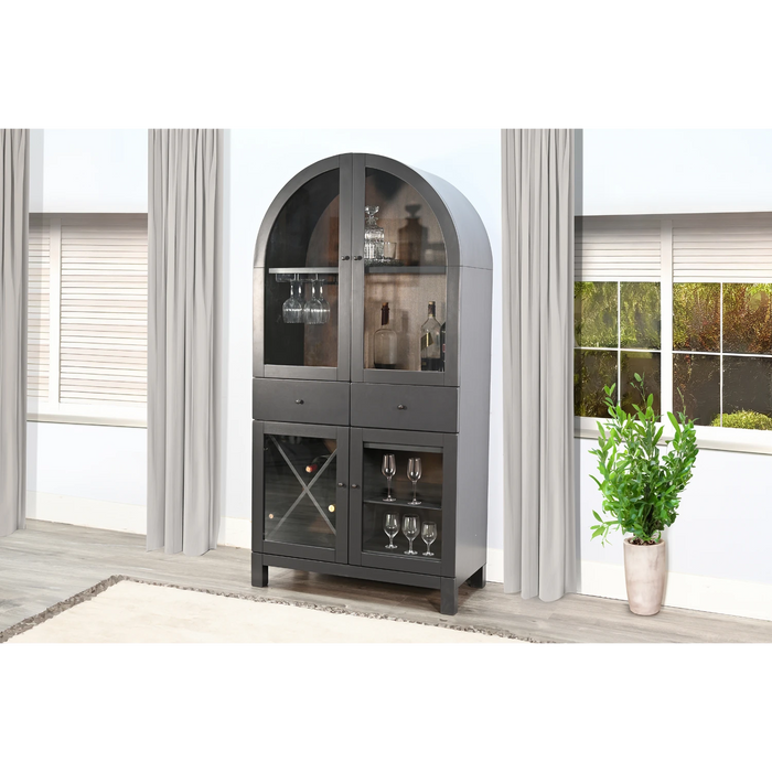 Sunny Designs Arched Wine Bar Cabinet Black Magic - Bed & Sofa Hub