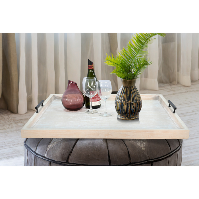 Sunny Designs Square Tessa Ottoman Tray Blonde - Bed & Sofa Hub