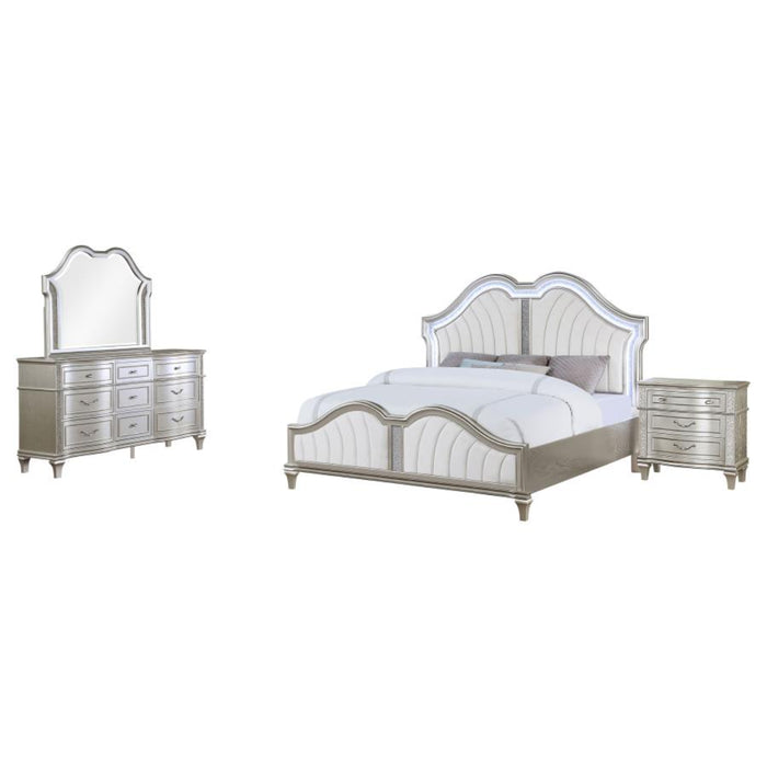 Coaster Evangeline 4-piece Bedroom Set Silver Oak - Bed & Sofa Hub