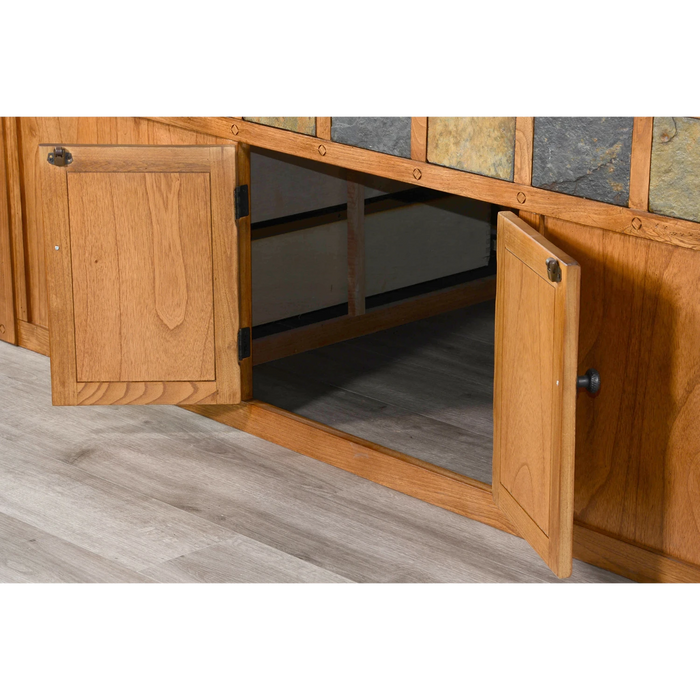 Sunny Designs Eastern King Storage Bed with Slate Rustic Oak - Bed & Sofa Hub