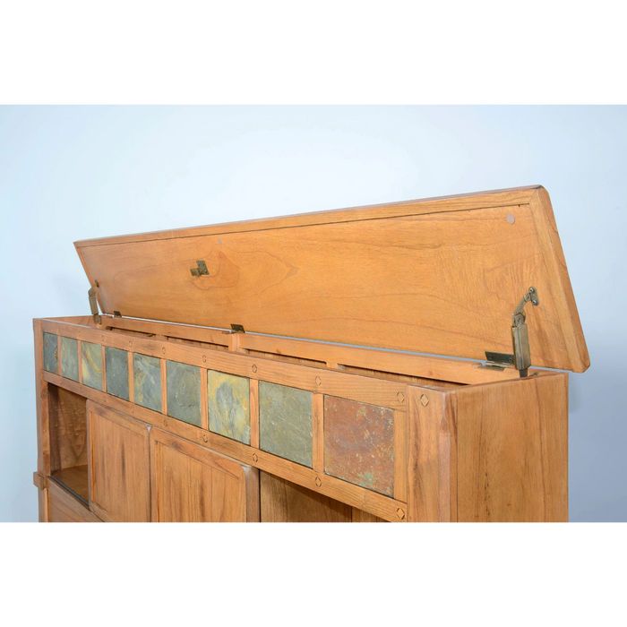 Sunny Designs Eastern King Storage Bed with Slate Rustic Oak - Bed & Sofa Hub