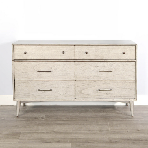 Sunny Designs American Modern 6-Drawer Mindi Wood Dresser in Modern Gray - Bed & Sofa Hub