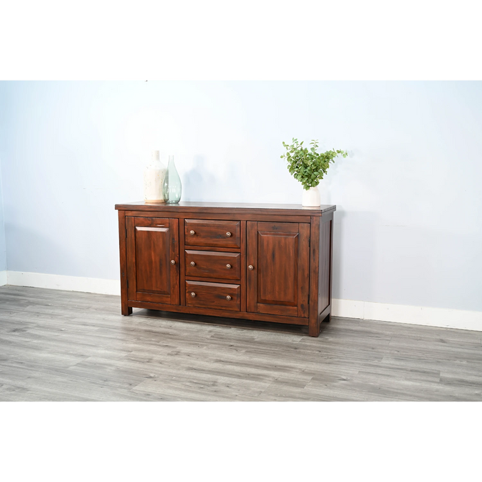 Sunny Designs Tuscany 66" Farmhouse Wood Buffet in Medium Brown Vintage Mocha - Bed & Sofa Hub