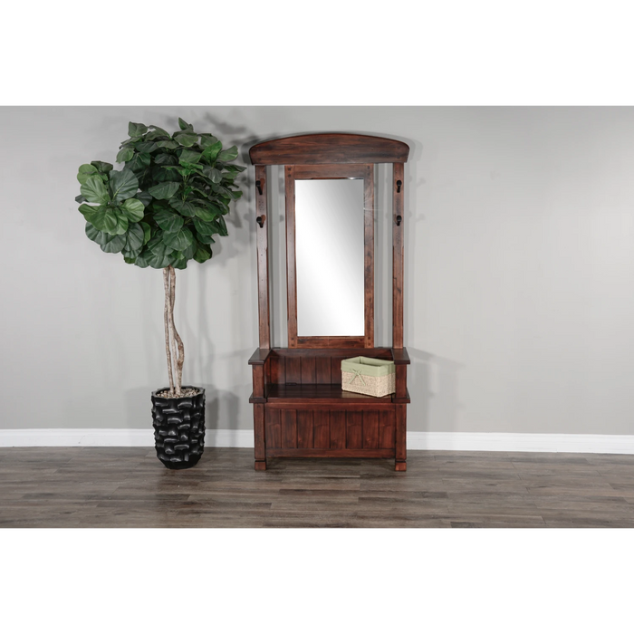 Sunny Designs 78" 4-hook Farmhouse Wood Hall Tree Dark Chocolate - Bed & Sofa Hub