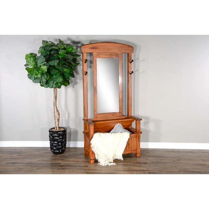 Sunny Designs 78" 4-hook Farmhouse Wood Hall Tree Rustic Oak - Bed & Sofa Hub