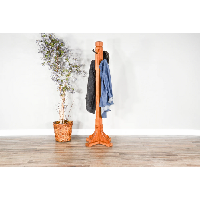 Sunny Designs Sedona 72" Freestanding Wood Hat Rack in Rustic Oak - Bed & Sofa Hub