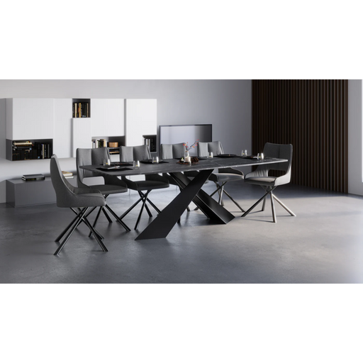 Maxima House Dining Set Olivia 7 Pcs. Modern Faux Marble Dining Table with 6 Gray Chairs - Bed & Sofa Hub