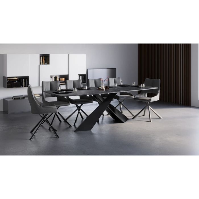 Maxima House Dining Set Olivia 7 Pcs. Modern Faux Marble Dining Table with 6 Gray Chairs - Bed & Sofa Hub