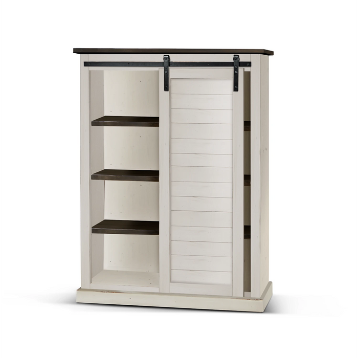Sunny Designs 66" Adjustable Shelf Barn Door Wood Bookcase in White/Dark Brown European Cottage - Bed & Sofa Hub