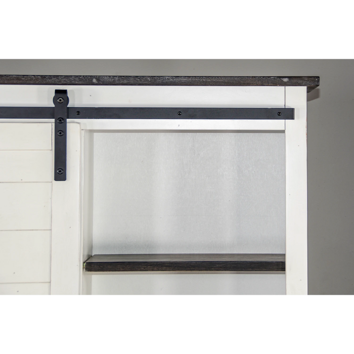 Sunny Designs 66" Adjustable Shelf Barn Door Wood Bookcase in White/Dark Brown European Cottage - Bed & Sofa Hub