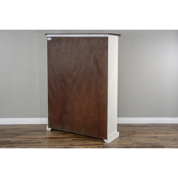 Sunny Designs 66" Adjustable Shelf Barn Door Wood Bookcase in White/Dark Brown European Cottage - Bed & Sofa Hub