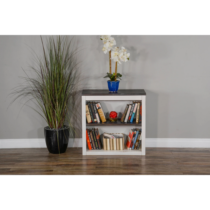 Sunny Designs European Cottage 30" Farmhouse Wood Bookcase in Dark Brown/White - Bed & Sofa Hub