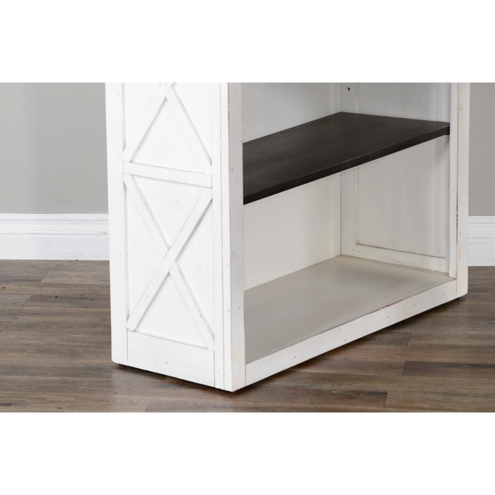 Sunny Designs European Cottage 75.5" Farmhouse Wood Bookcase in Dark Brown/White European Cottage - Bed & Sofa Hub