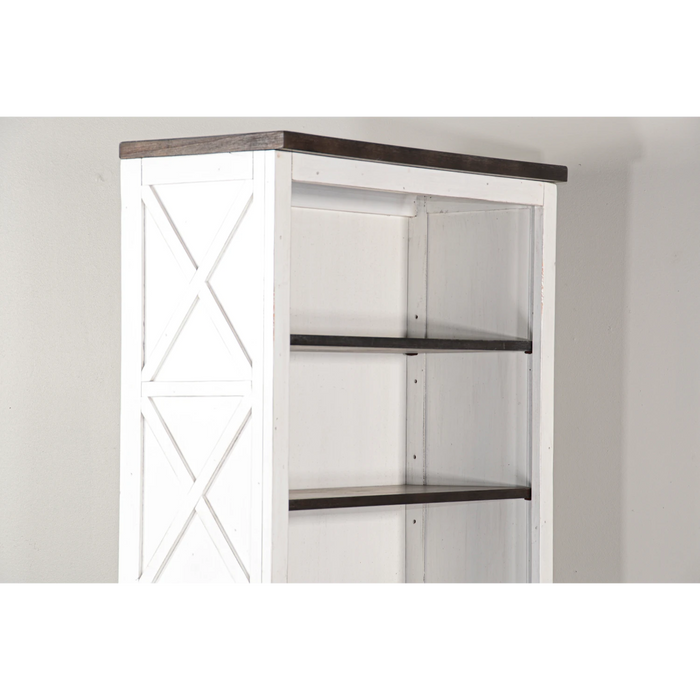 Sunny Designs European Cottage 75.5" Farmhouse Wood Bookcase in Dark Brown/White European Cottage - Bed & Sofa Hub
