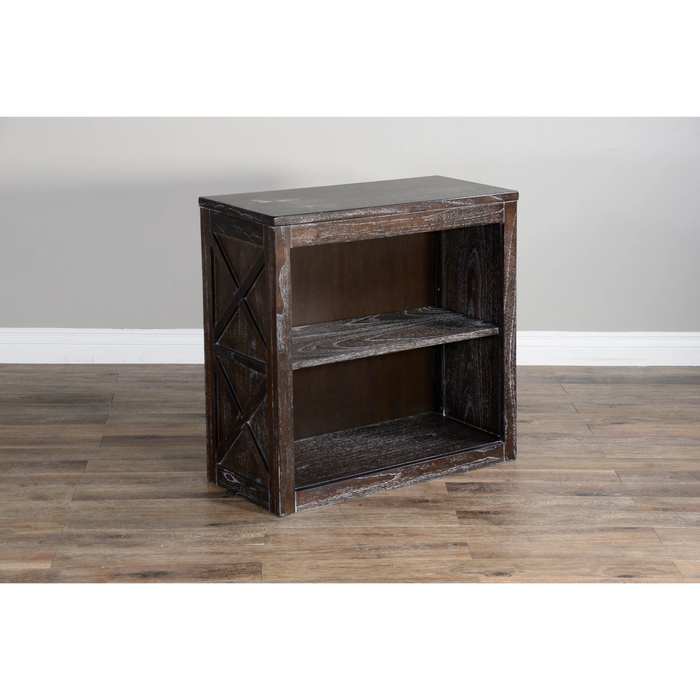 Sunny Designs Sofia 30" 2-shelf Farmhouse Wood Bookcase in Dark Brown European Dark - Bed & Sofa Hub