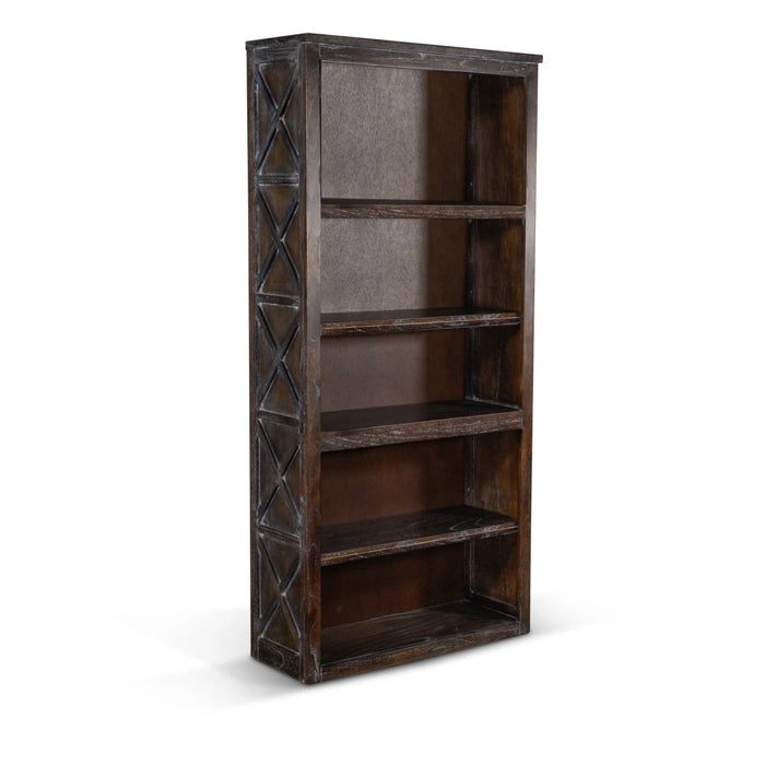 Sunny Designs Sofia 75.5" 5-shelf Farmhouse Wood Bookcase in Dark Brown European Dark - Bed & Sofa Hub