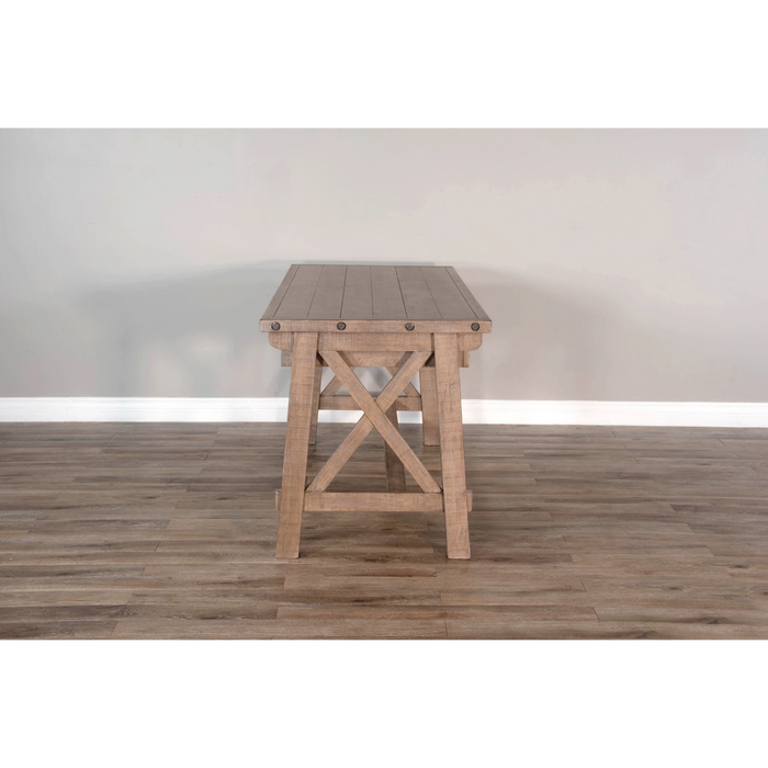 Sunny Designs Vivian 58" 2-drawer Farmhouse Wood Writing Desk in Light Brown Desert Rock - Bed & Sofa Hub