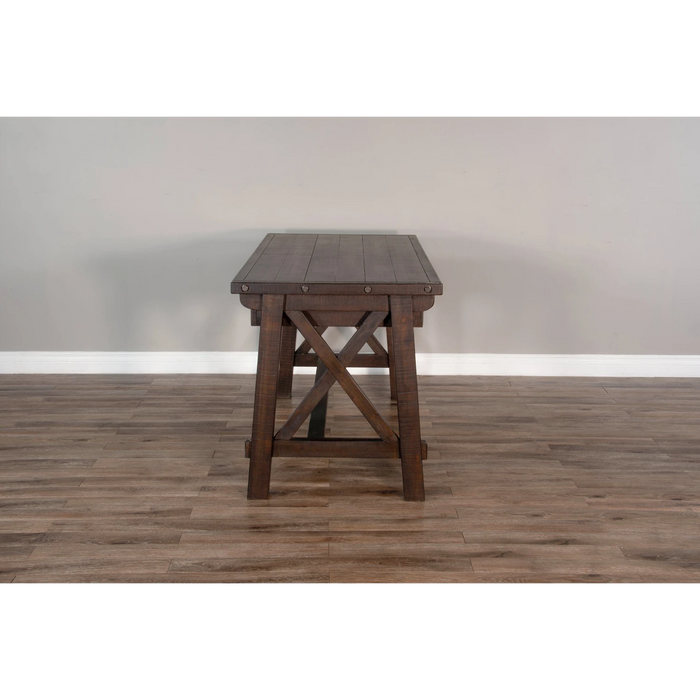 Sunny Designs Vivian 58" 2-drawer Farmhouse Wood Writing Desk in Dark Brown Raisin - Bed & Sofa Hub