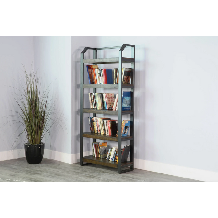 Sunny Designs Homestead Metal Frame Bookcase Tobacco Leaf - Bed & Sofa Hub