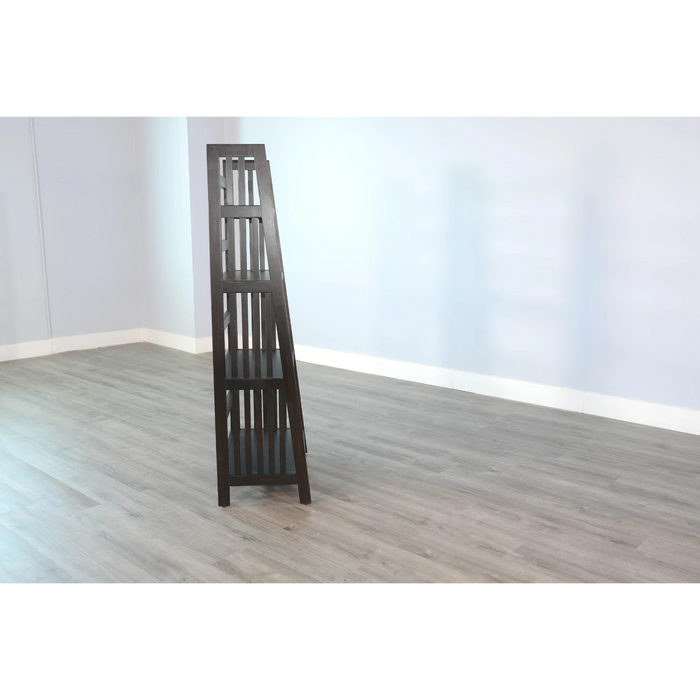 Sunny Designs  60" Mahogany Wood Folding Bookcase Black Walnut - Bed & Sofa Hub