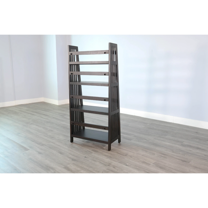 Sunny Designs  60" Mahogany Wood Folding Bookcase Black Walnut - Bed & Sofa Hub