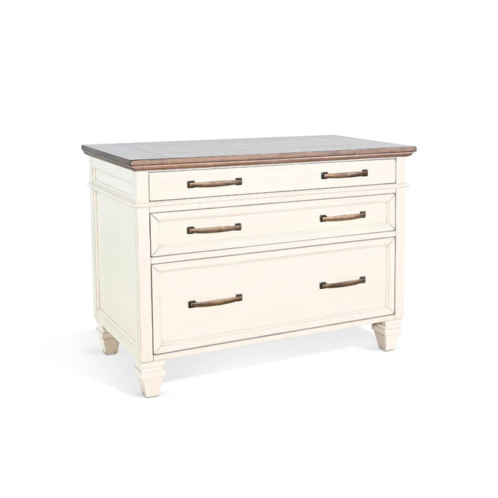 Sunny Designs Lateral File Cabinet Marble White and Buck Skin - Bed & Sofa Hub