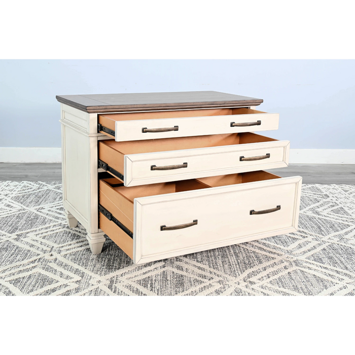 Sunny Designs Lateral File Cabinet Marble White and Buck Skin - Bed & Sofa Hub