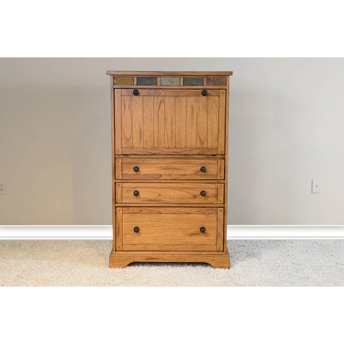 Sunny Designs Sedona 52.5" Traditional Wood Laptop Armoire in Rustic Oak - Bed & Sofa Hub
