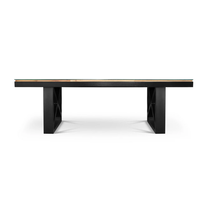 Maxima House Kanto-T Glass Top Solid Wood Dining Table - Bed & Sofa Hub