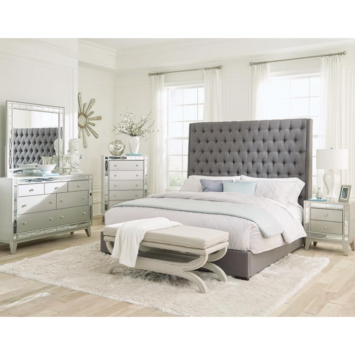 Coaster Camille 4-piece Bedroom Set Metallic Mercury - Bed & Sofa Hub
