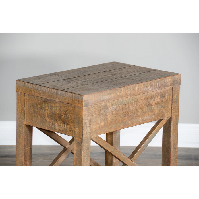 Sunny Designs Durango Coastal Mahogany Wood Chairside Table in Weathered Brown - Bed & Sofa Hub
