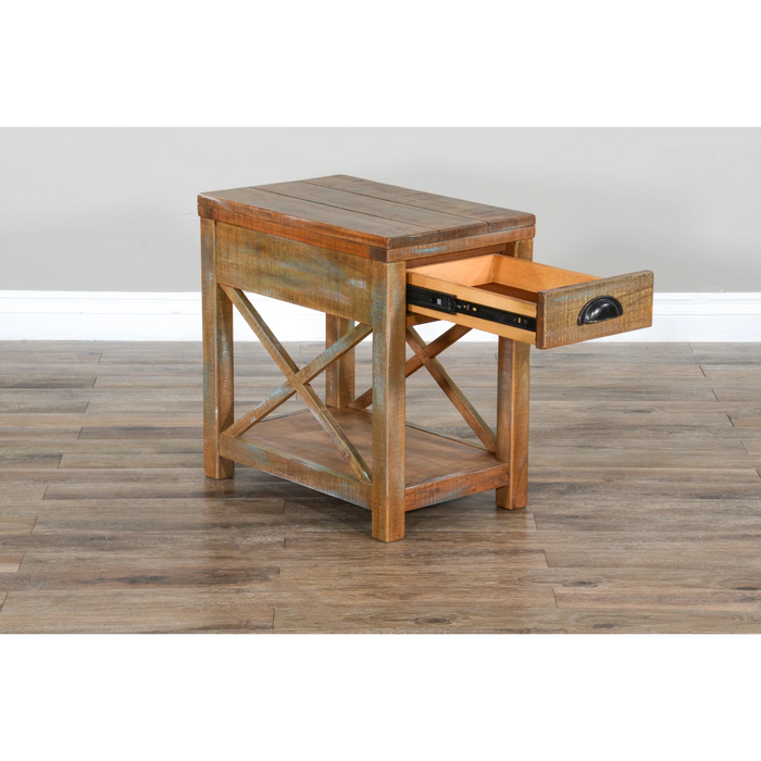 Sunny Designs Durango Coastal Mahogany Wood Chairside Table in Weathered Brown - Bed & Sofa Hub