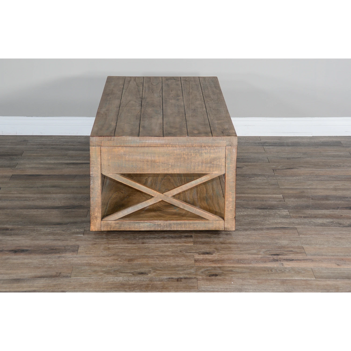 Sunny Designs Durango 48" Coastal Wood Cocktail Table in Weathered Brown - Bed & Sofa Hub