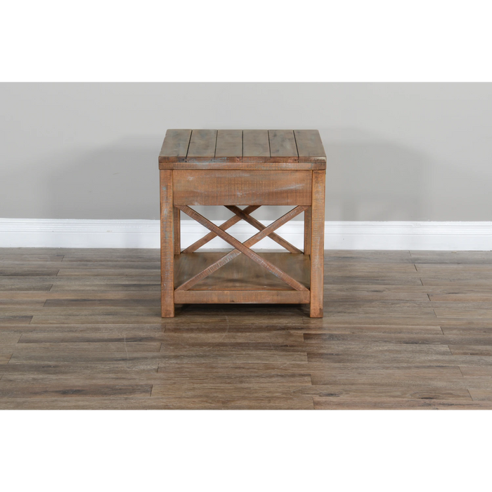 Sunny Designs Durango 22" Coastal Mahogany Wood End Table in Weathered Brown - Bed & Sofa Hub