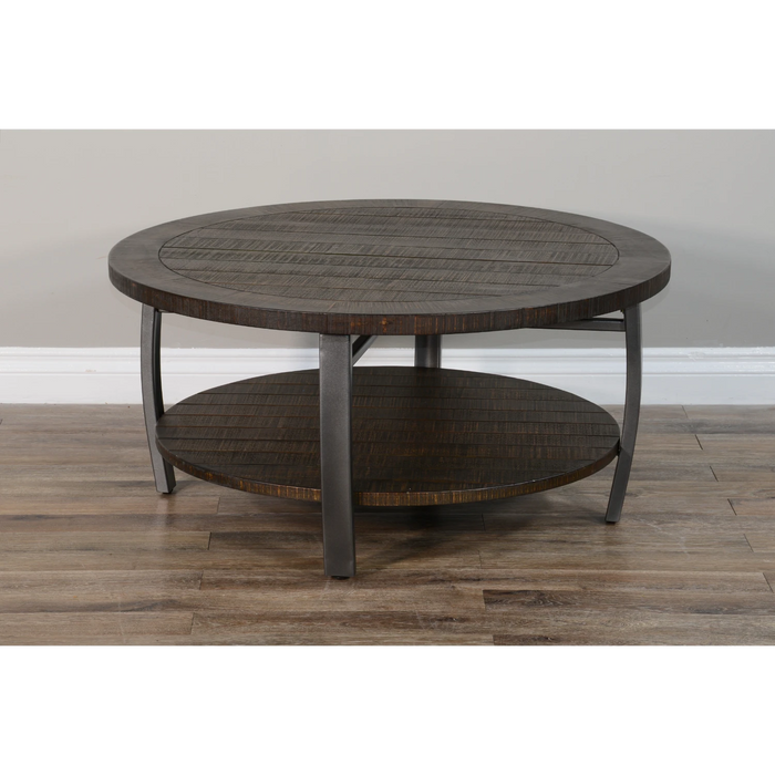 Sunny Designs Homestead 38" Mahogany Wood & Metal Coffee Table in Tobacco Leaf - Bed & Sofa Hub