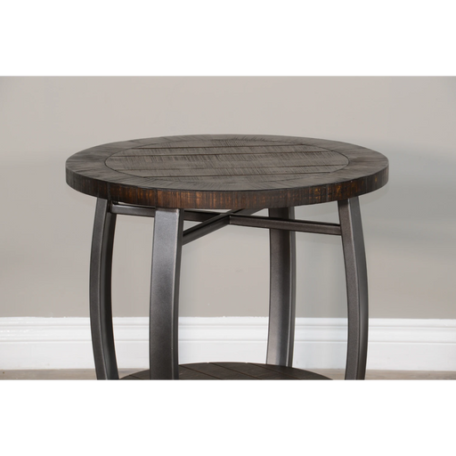 Sunny Designs Homestead 24" Mahogany Wood & Metal End Table in Tobacco Leaf - Bed & Sofa Hub