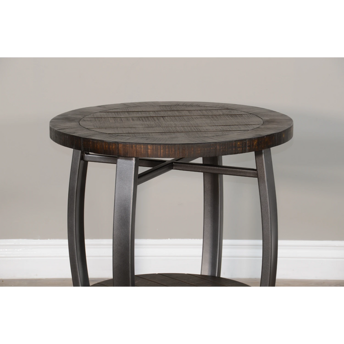 Sunny Designs Homestead 24" Mahogany Wood & Metal End Table in Tobacco Leaf - Bed & Sofa Hub