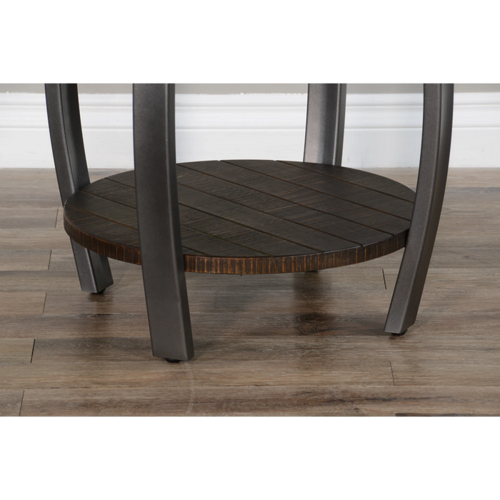 Sunny Designs Homestead 24" Mahogany Wood & Metal End Table in Tobacco Leaf - Bed & Sofa Hub