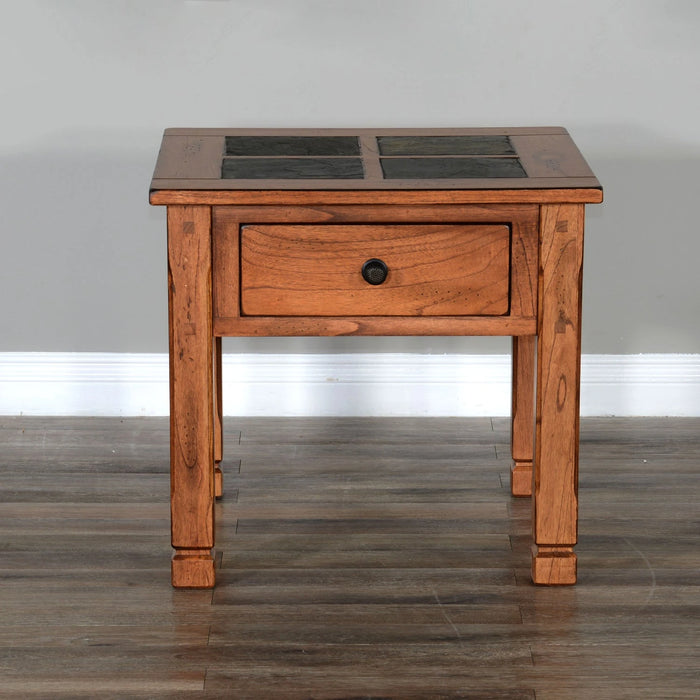 Sunny Designs Sedona 26" Transitional Wood End Table in Rustic Oak - Bed & Sofa Hub