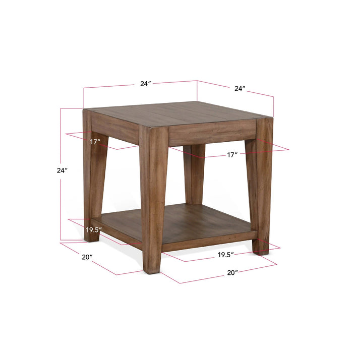 Sunny Designs Doe Valley 24" Mid-Century Wood End Table in Taupe Brown - Bed & Sofa Hub