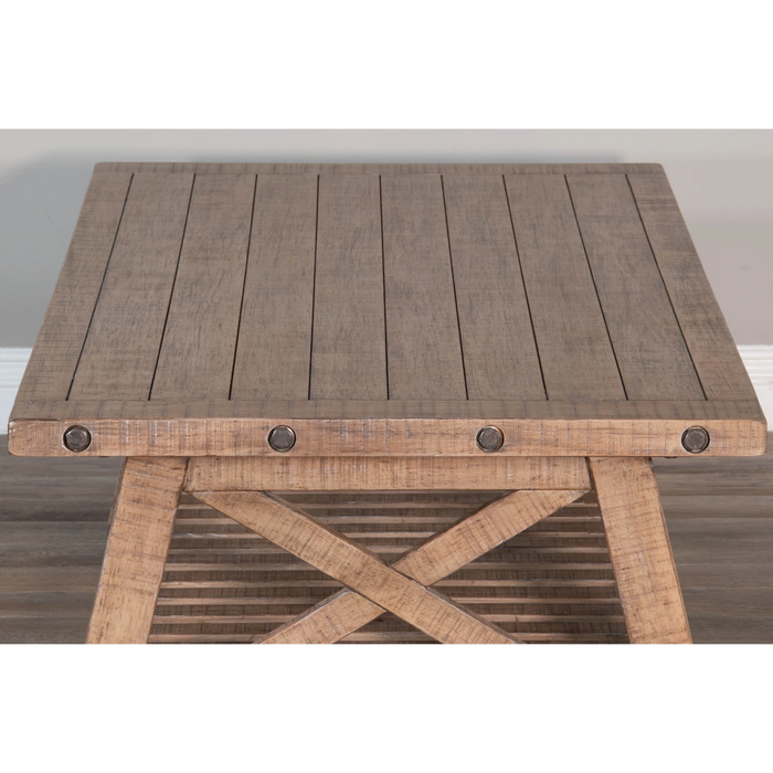 Sunny Designs Vivian 52" Farmhouse Mahogany Wood Coffee Table in Light Brown Desert Rock - Bed & Sofa Hub