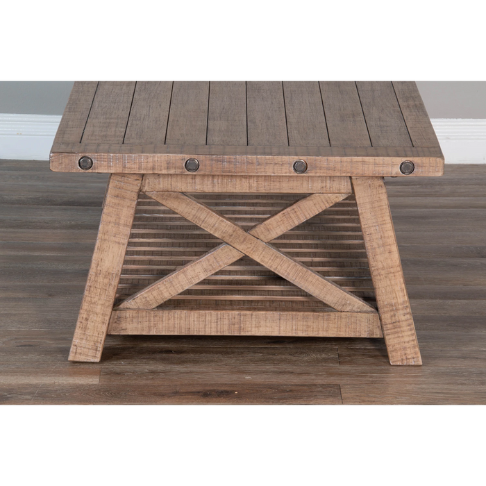 Sunny Designs Vivian 52" Farmhouse Mahogany Wood Coffee Table in Light Brown Desert Rock - Bed & Sofa Hub