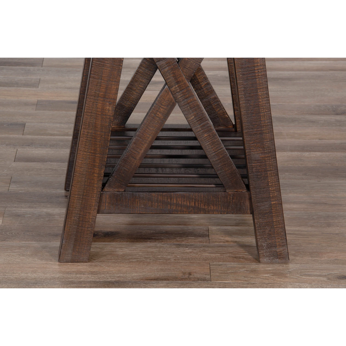 Sunny Designs Vivian 24" Farmhouse Mahogany Wood End Table in Dark Brown Raisin - Bed & Sofa Hub