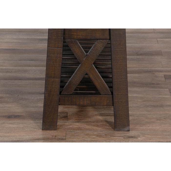 Sunny Designs Vivian 60" Farmhouse Mahogany Wood Sofa Table in Dark Brown Raisin - Bed & Sofa Hub