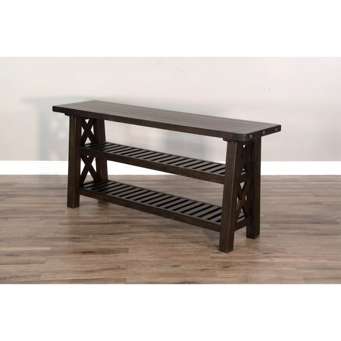 Sunny Designs Vivian 60" Farmhouse Mahogany Wood Sofa Table in Dark Brown Raisin - Bed & Sofa Hub