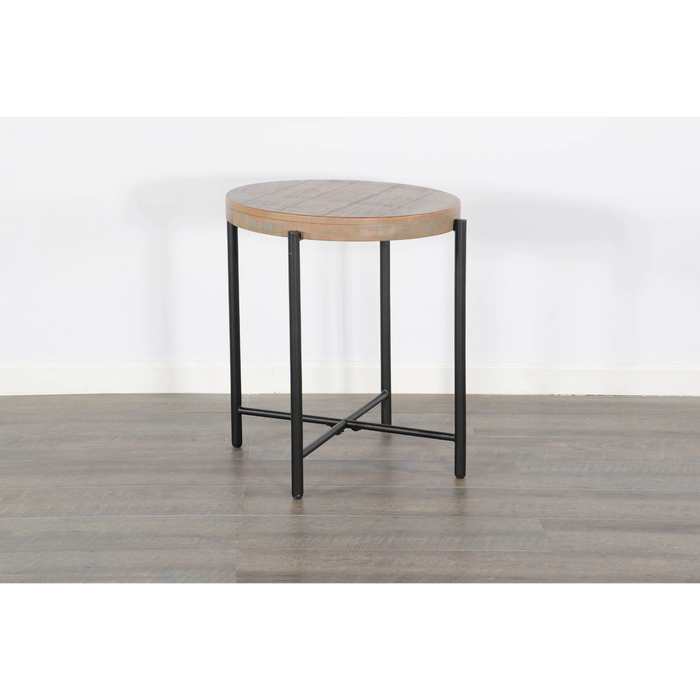 Sunny Designs Round  22" Distressed Chair Side Table Weathered Brown - Bed & Sofa Hub