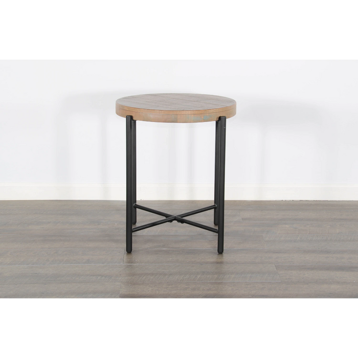 Sunny Designs Round  22" Distressed Chair Side Table Weathered Brown - Bed & Sofa Hub