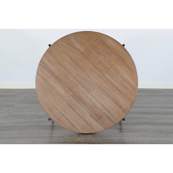 Sunny Designs Round 39" Distressed Coffee Table Weathered Brown - Bed & Sofa Hub